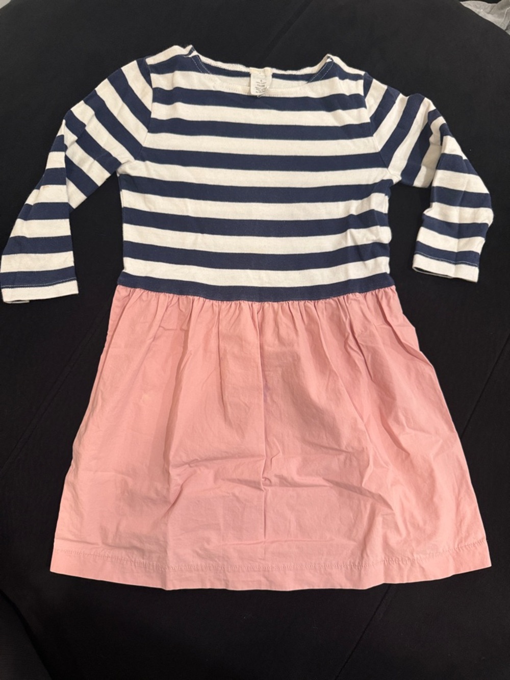 Crewcuts Navy & White Striped Top with Pink Skirt Dress